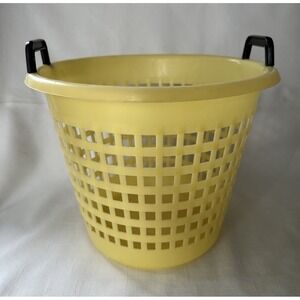 MCM Arnoldware Rogers YELLOW Plastic Basket - Black Handles (No Bin) 1950's